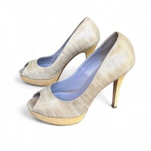 Y2K Cole Haan Nike Air Peep Toe Shoes High Heel Pump Reptile Texture Leather